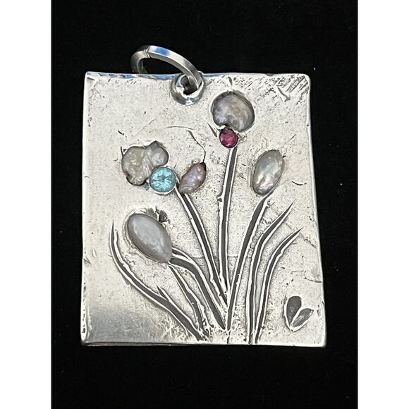 Signed Nadine Leo Mississippi River Pearl Co Sterling Silver Pendant - Picture 1 of 2